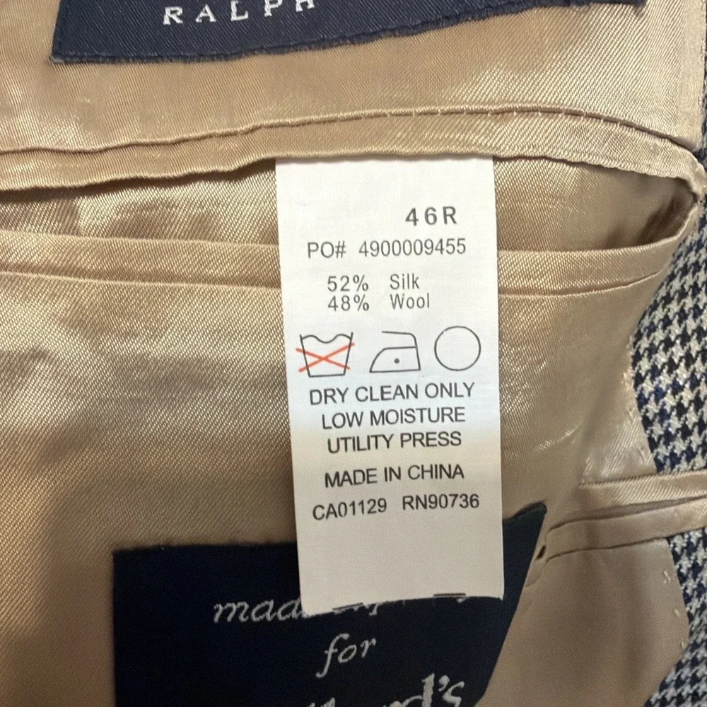 Vintage Polo Ralph Lauren Blazer Jacket Mens Size 46R brown Houndstooth Plaid